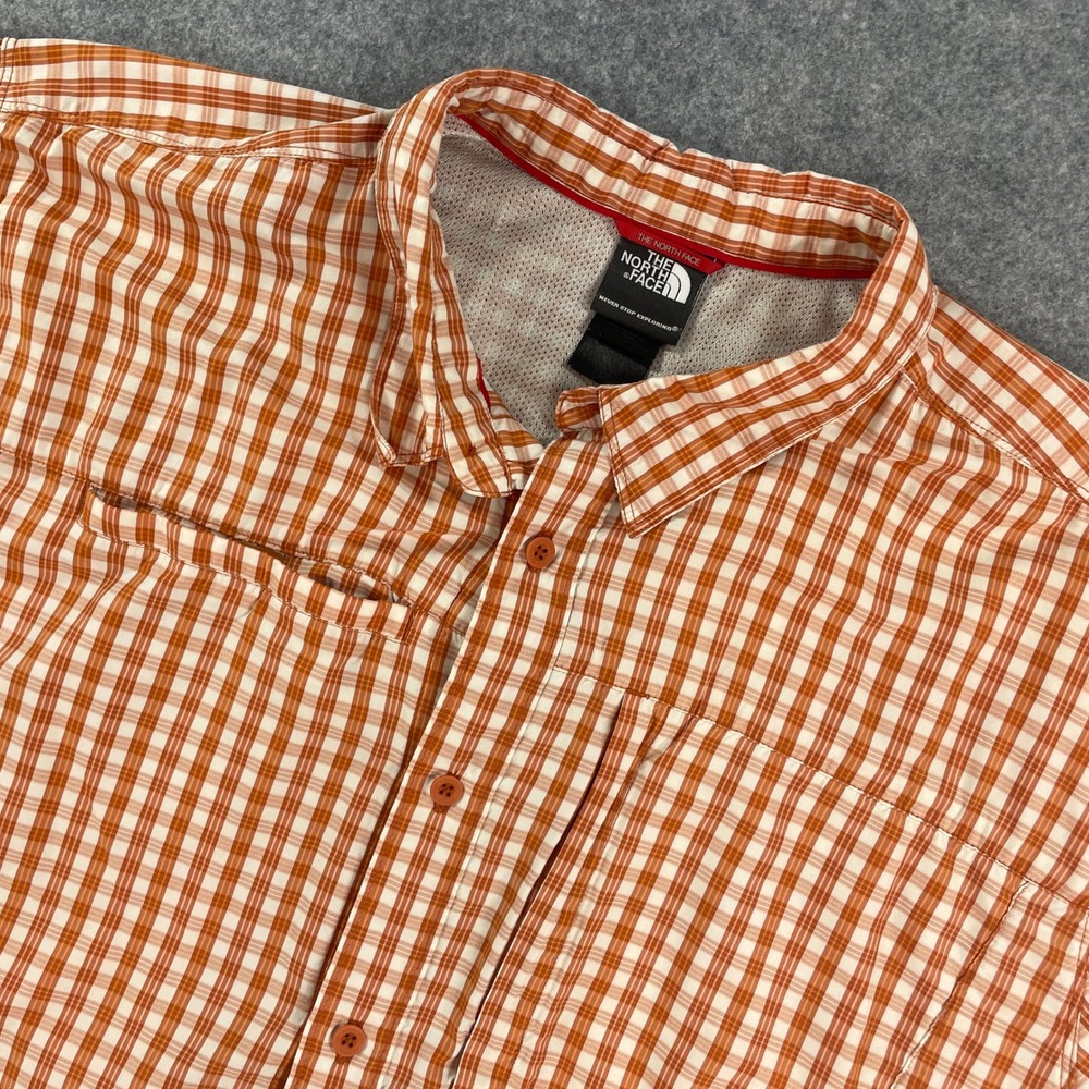 The North Face Mens Shirt XXL Orange Gingham Short Sleeve
